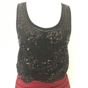 🖤Beaded & Sequin, Black Crop top, NWT